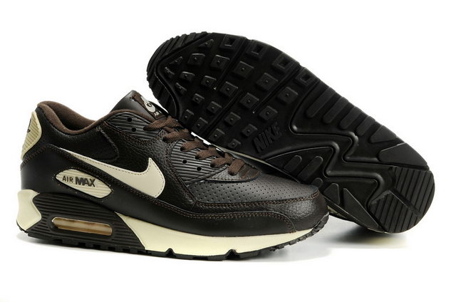 Womens Nike Air Max 90 Shoes Dark Brown Beige